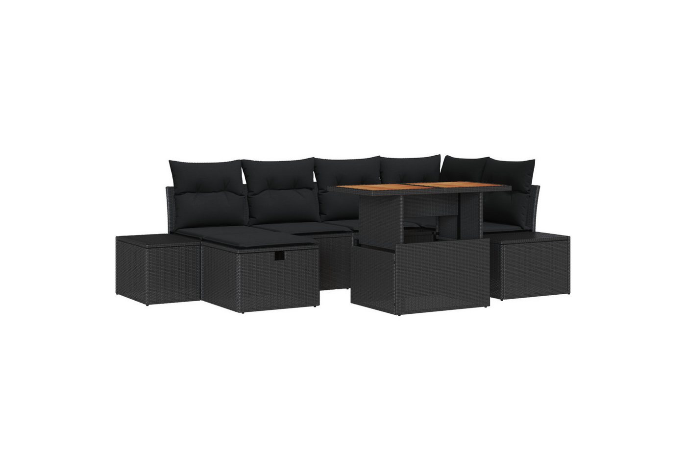 vidaXL Loungesofa 7-tlg. Garten-Sofagarnitur mit Kissen Schwarz Poly Rattan, 7 Teile vidaXL Loungesofa 7-tlg. Garten-Sofagarnitur mit Kissen Schwarz Poly Rattan, 7 Teile von vidaXL