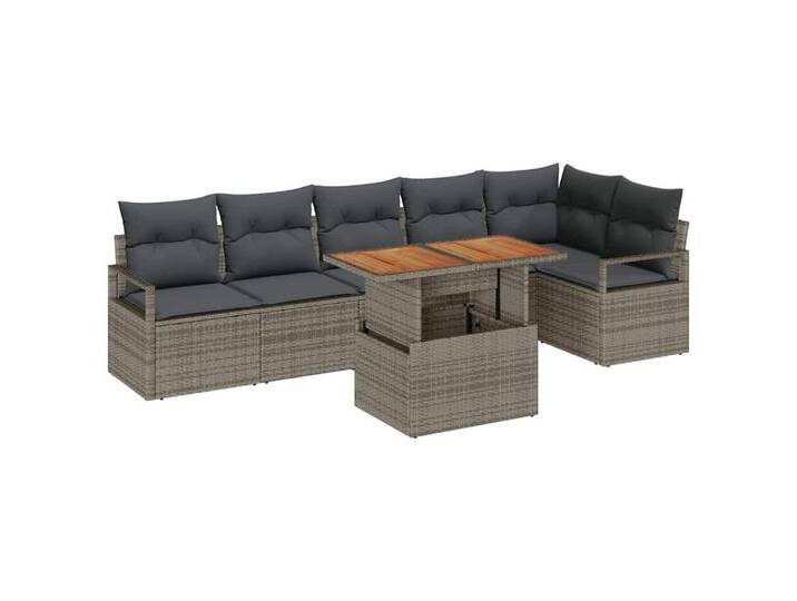 vidaXL Loungesofa Garten Essgruppe 7 pcs Grau und Braun 100 x 55 x 73 cm, 7 Teile, grau, Grau von vidaXL