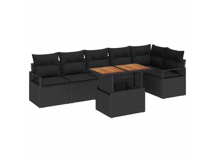 vidaXL Loungesofa Garten Essgruppe 7 pcs Schwarz und Braun 100 x 55 x 73 cm, 7 Teile, schwarz, Schwarz von vidaXL