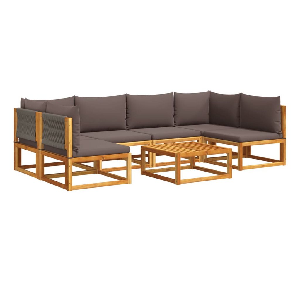 vidaXL Loungesofa 7-tlg. Gartensofa-Set mit Kissen Holz & Seil, 1 Teile von vidaXL