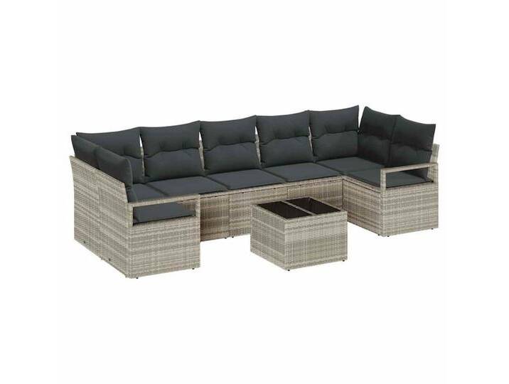 vidaXL Loungesofa Garten-Sofa-Set 8 pcs Hellgrau und Dunkelgrau 55 x 55 x 37 cm, 8 Teile, grau, Hellgrau von vidaXL