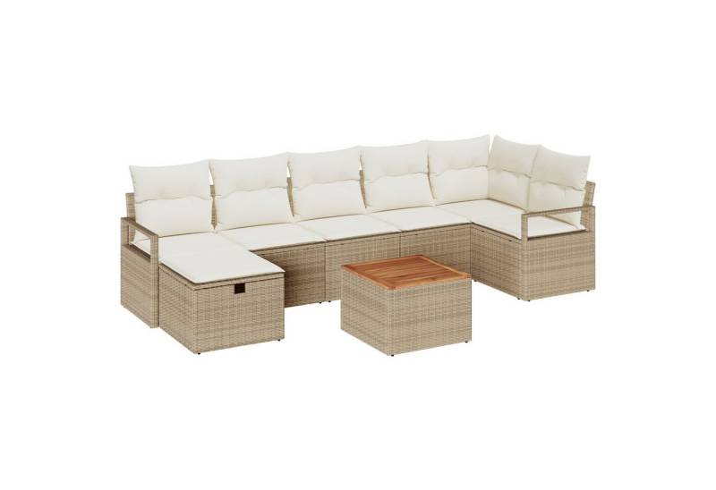 vidaXL Loungesofa 8-teiliges Garten Sofa Set mit Kissen Beige Poly Rattan, 8 Teile von vidaXL