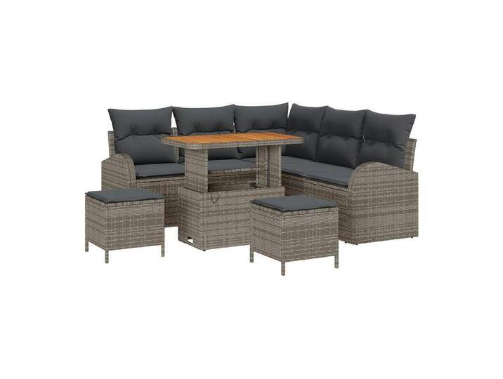 vidaXL Loungesofa 8-teiliges Garten-Sofa-Set mit Kissen Grau Poly Rattan, 8 Teile, grau, Grau vidaXL Loungesofa 8-teiliges Garten-Sofa-Set mit Kissen Grau Poly Rattan, 8 Teile, grau, Grau von vidaXL