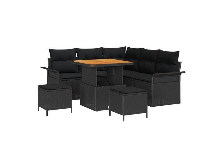 vidaXL Loungesofa 8-teiliges Garten Sofa Set mit Kissen Schwarz Poly Rattan, 8 Teile, schwarz, Schwarz/ Schwarz vidaXL Loungesofa 8-teiliges Garten Sofa Set mit Kissen Schwarz Poly Rattan, 8 Teile, schwarz, Schwarz/ Schwarz von vidaXL