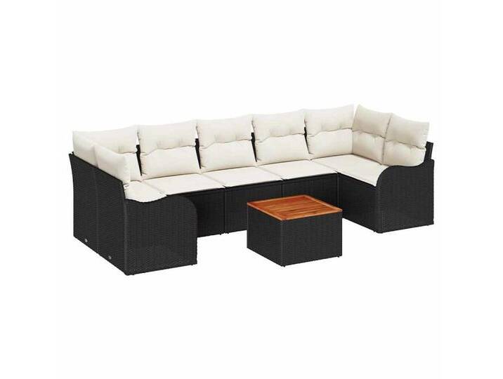 vidaXL Gartenlounge-Set Garten-Sofa-Set 8 pcs Schwarz und Weiß, (8-tlg), schwarz, Schwarz und Weiß von vidaXL