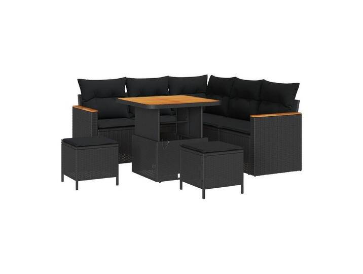 vidaXL Loungesofa 8-teiliges Garten-Sofa-Set mit Kissen Schwarz Poly-Rattan, 8 Teile, schwarz, Schwarz vidaXL Loungesofa 8-teiliges Garten-Sofa-Set mit Kissen Schwarz Poly-Rattan, 8 Teile, schwarz, Schwarz von vidaXL
