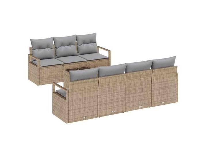 vidaXL Loungesofa Garten-Sofa-Set 8 pcs Beige und Grau 55 x 55 x 37 cm, 8 Teile, beige grau, Beige und Grau von vidaXL