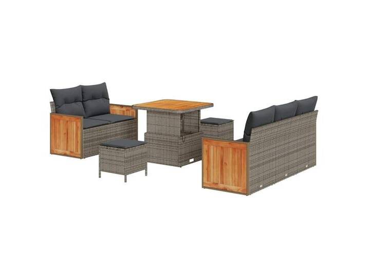 vidaXL Loungesofa Garten-Sofa-Set mit Kissen 8 pcs Grau 80 x 80 x 71 cm, 8 Teile, grau, Grau von vidaXL