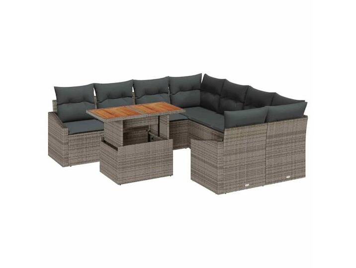vidaXL Loungesofa Garten Essgruppe mit Kissen Grau und Braun 100 x 55 x 73 cm, grau, Grau von vidaXL