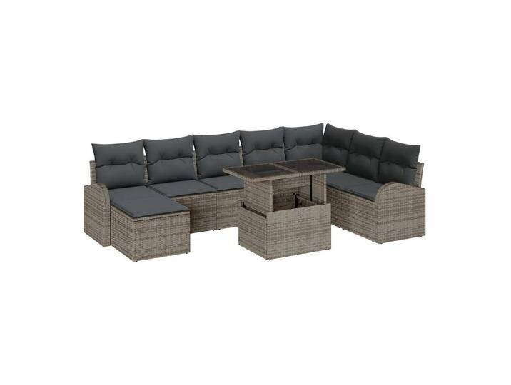 vidaXL Loungesofa 9-teiliges Garten Sofa Set mit Kissen Grau Poly Rattan, 9 Teile, grau, Grau vidaXL Loungesofa 9-teiliges Garten Sofa Set mit Kissen Grau Poly Rattan, 9 Teile, grau, Grau von vidaXL