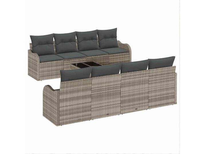 vidaXL Loungesofa Garten-Sofa-Set 9 pcs Hellgrau und Dunkelgrau 55 x 55 x 37 cm, 9 Teile, grau, Hellgrau von vidaXL
