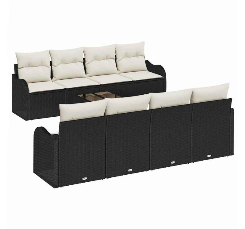 vidaXL Loungesofa Garten-Sofa-Set 9 pcs Schwarz und Creme 55 x 55 x 37 cm, 9 Teile von vidaXL