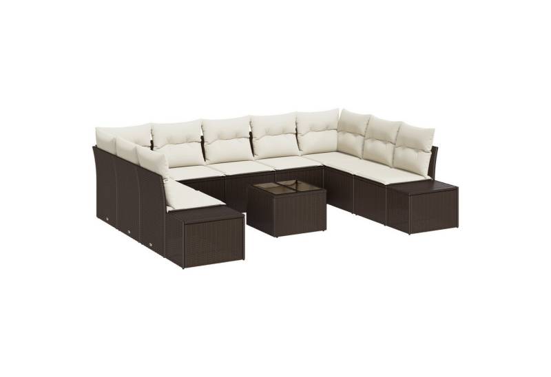 vidaXL Loungesofa 9-teiliges Garten-Sofa-Set mit Kissen in Grau Poly Rattan, 10 Teile von vidaXL