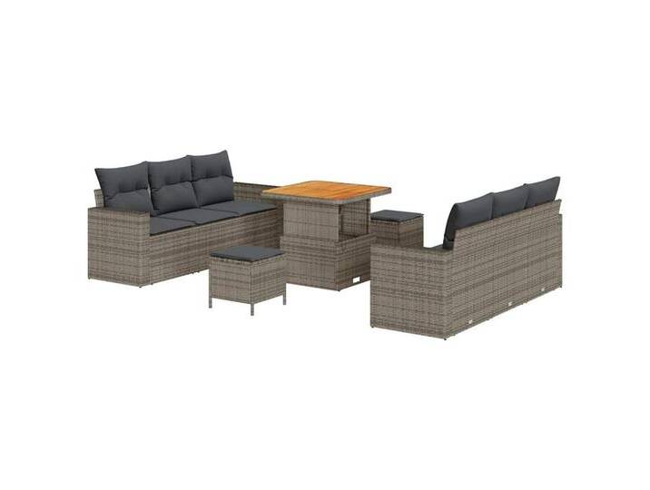 vidaXL Loungesofa Garten-Sofa-Set mit Kissen 9 pcs Grau 80 x 80 x 71 cm, 9 Teile, grau, Grau/ 80 cm Tischlänge von vidaXL