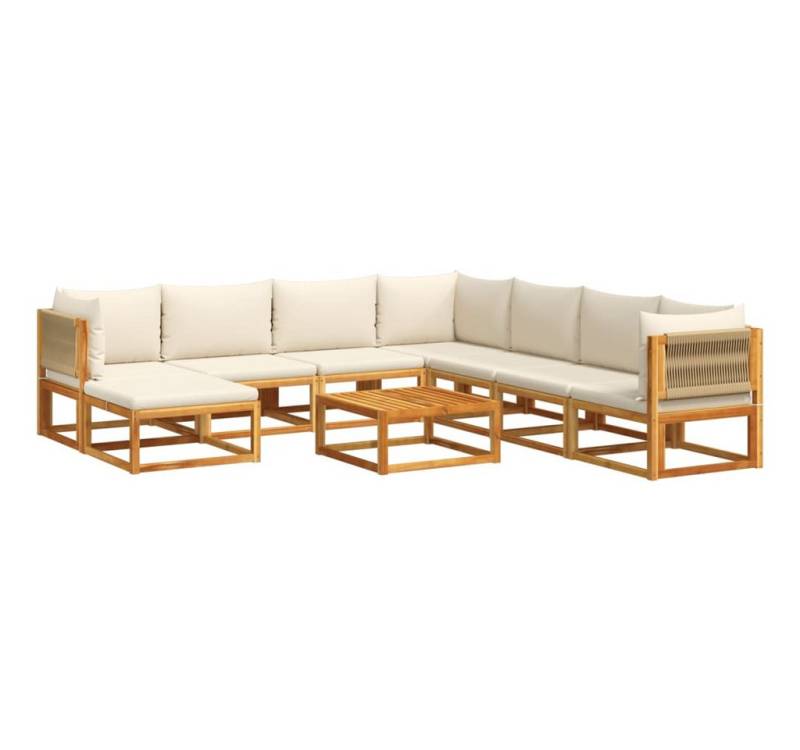 vidaXL Loungesofa 9-tlg. Gartensofa-Set mit Kissen Holz & Seil, 1 Teile von vidaXL