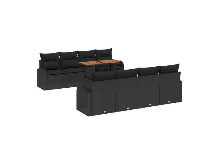 vidaXL Loungesofa 9-tlg. Garten-Sofagarnitur mit Kissen Schwarz Poly Rattan, 7 Teile, schwarz, Schwarz vidaXL Loungesofa 9-tlg. Garten-Sofagarnitur mit Kissen Schwarz Poly Rattan, 7 Teile, schwarz, Schwarz von vidaXL