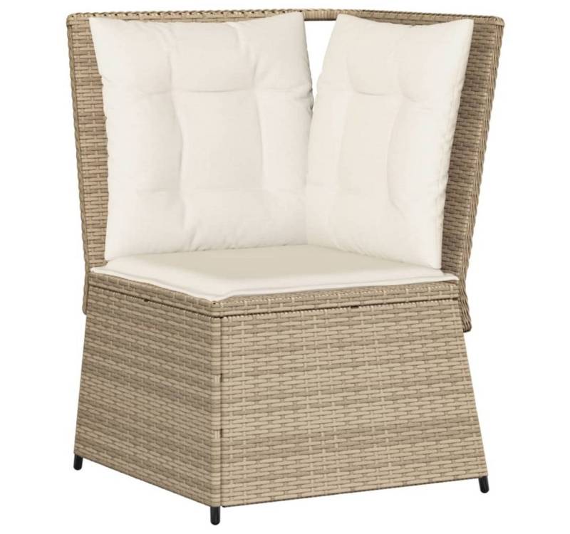 vidaXL Loungesofa Garten-Ecksofa mit Kissen Beige Poly Rattan, 1 Teile von vidaXL