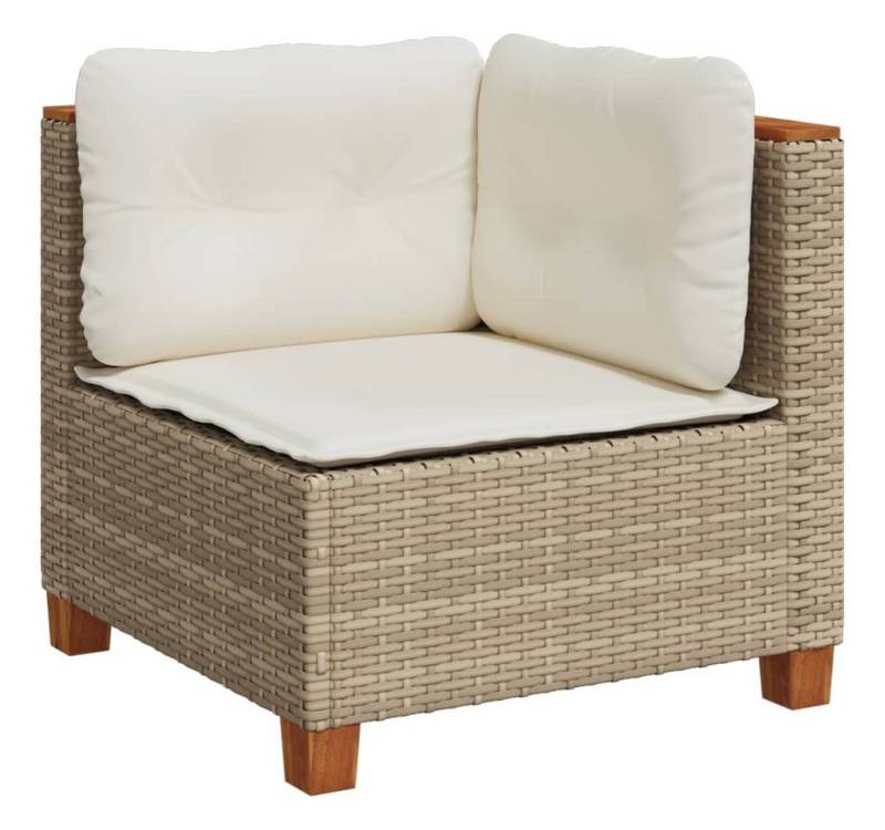vidaXL Loungesofa Garten-Ecksofa mit Kissen Beige Poly Rattan, 1 Teile von vidaXL
