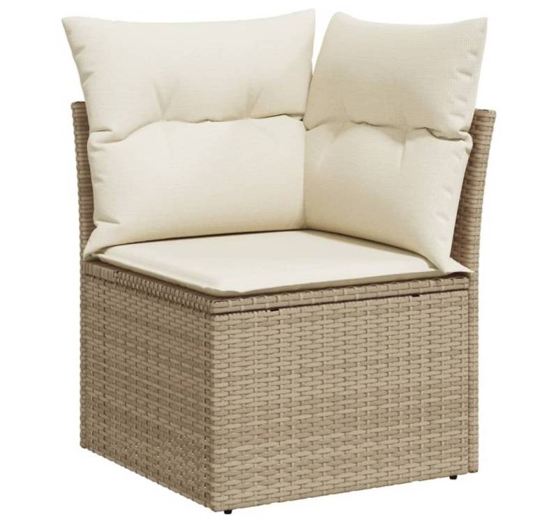 vidaXL Loungesofa Garten-Ecksofa mit Kissen Beige Poly Rattan, 1 Teile von vidaXL