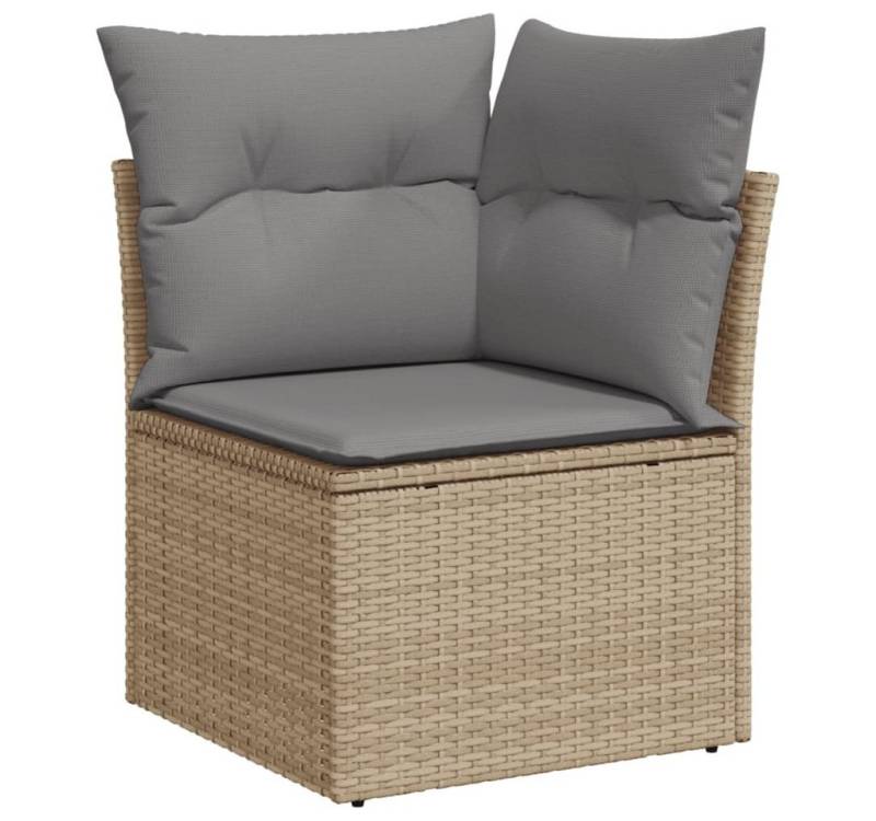 vidaXL Loungesofa Garten-Ecksofa mit Kissen Beige Poly Rattan, 1 Teile von vidaXL