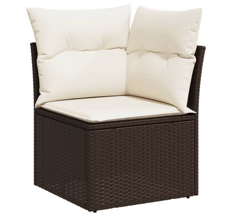 vidaXL Loungesofa Garten-Ecksofa mit Kissen Braun Poly Rattan, 1 Teile von vidaXL