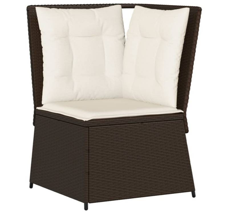 vidaXL Loungesofa Garten-Ecksofa mit Kissen Braun Poly Rattan, 1 Teile von vidaXL