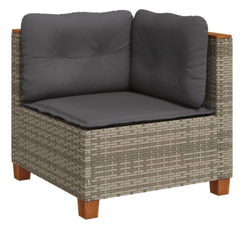 vidaXL Loungesofa Garten-Ecksofa mit Kissen Grau Poly Rattan, 1 Teile von vidaXL