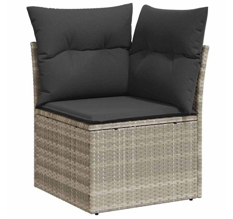 vidaXL Loungesofa Garten-Ecksofa mit Kissen Hellgrau Poly Rattan, 1 Teile von vidaXL