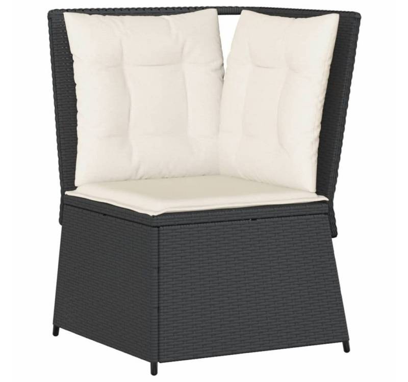 vidaXL Loungesofa Garten-Ecksofa mit Kissen Schwarz Poly Rattan, 1 Teile von vidaXL