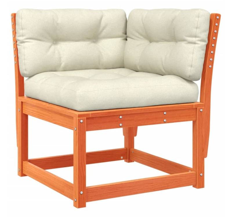 vidaXL Loungesofa Garten-Ecksofa mit Kissen Wachsbraun Massivholz Kiefer von vidaXL