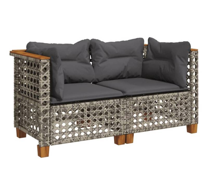 vidaXL Loungesofa Garten-Ecksofas mit Kissen 2 Stk. Grau Poly Rattan, 2 Teile von vidaXL