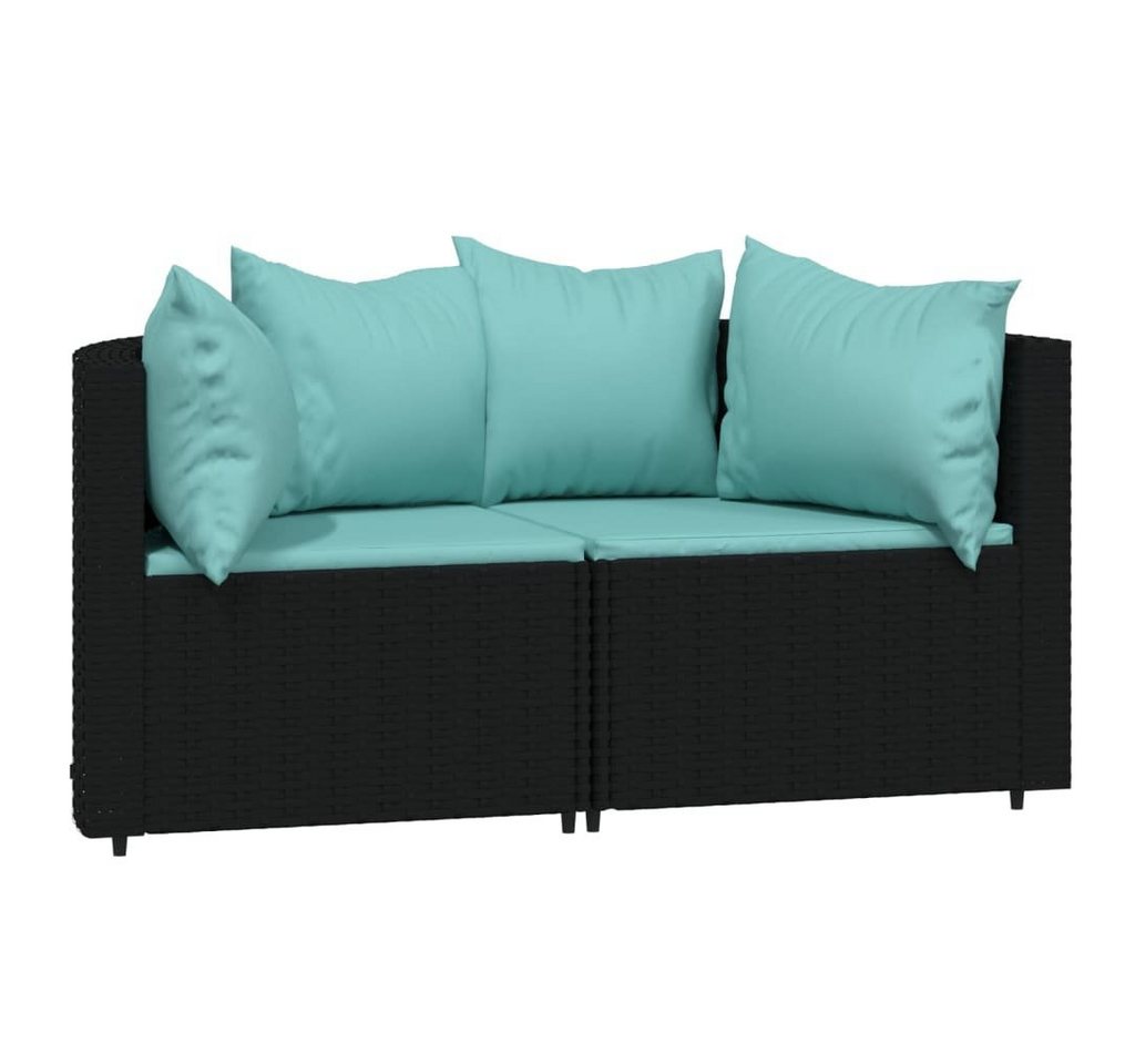 vidaXL Loungesofa Garten-Ecksofas mit Kissen 2 Stk. Schwarz Poly Rattan, 1 Teile von vidaXL