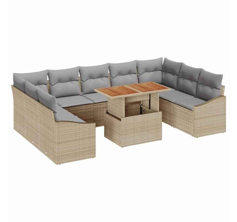 vidaXL Loungesofa Garten Essgruppe 10 pcs Beige und Grau 100 x 55 x 73 cm, 10 Teile von vidaXL