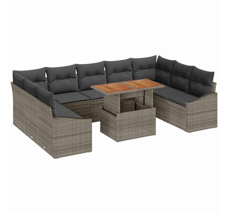 vidaXL Loungesofa Garten Essgruppe 10 pcs Grau und Braun 100 x 55 x 73 cm, 10 Teile von vidaXL