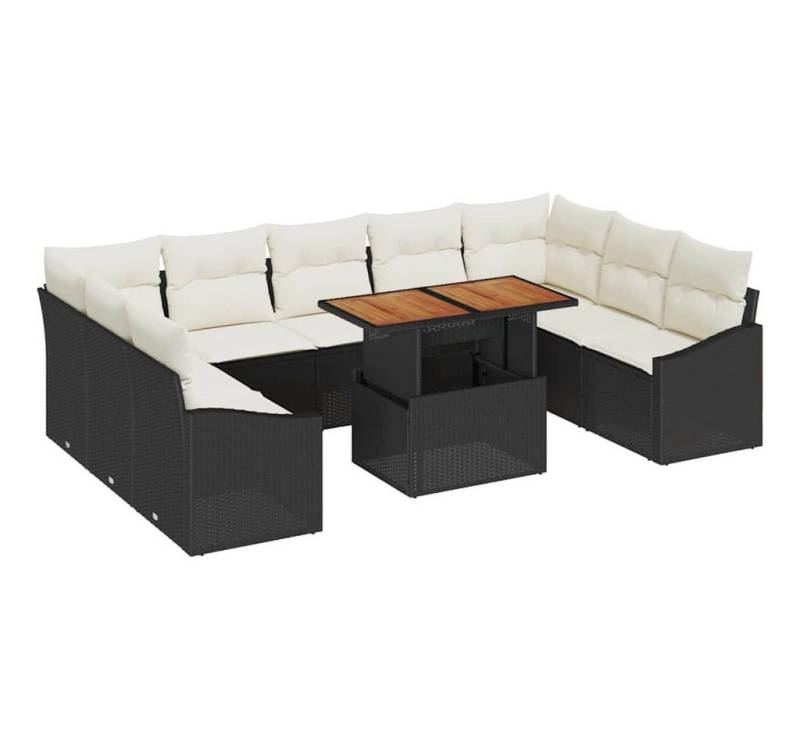 vidaXL Loungesofa Garten Essgruppe 10 pcs Schwarz und Creme 100 x 55 x 73 cm, 10 Teile von vidaXL