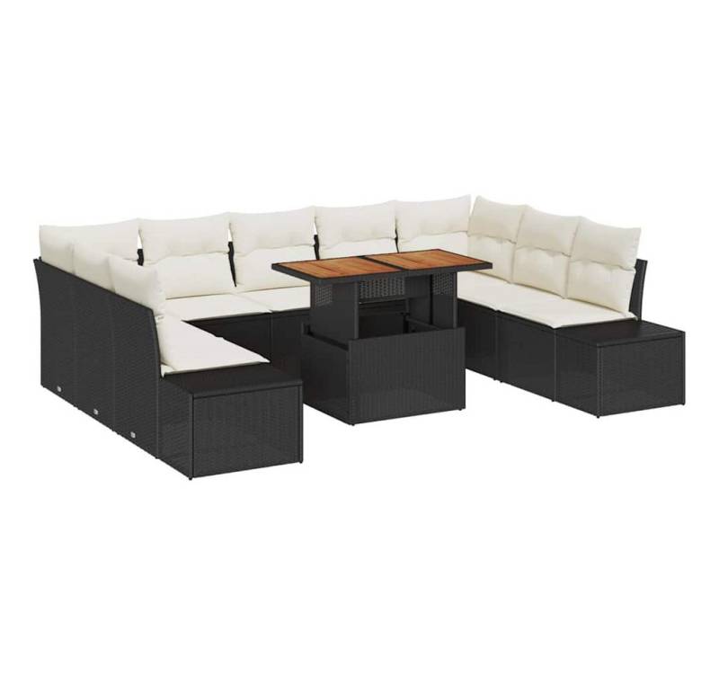 vidaXL Loungesofa Garten Essgruppe 10 pcs Schwarz und Creme 100 x 55 x 73 cm, 10 Teile von vidaXL