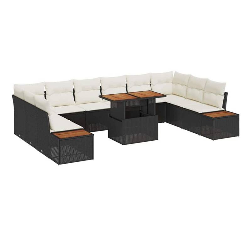 vidaXL Loungesofa Garten Essgruppe 11 pcs Schwarz und Beige 100 x 55 x 73 cm, 11 Teile von vidaXL