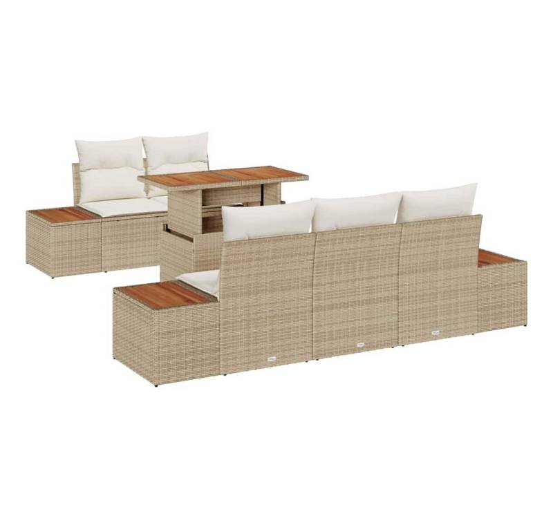 vidaXL Loungesofa Garten Essgruppe mit Kissen mit Kissen 6 pcs Beige und Creme, 6 Teile von vidaXL