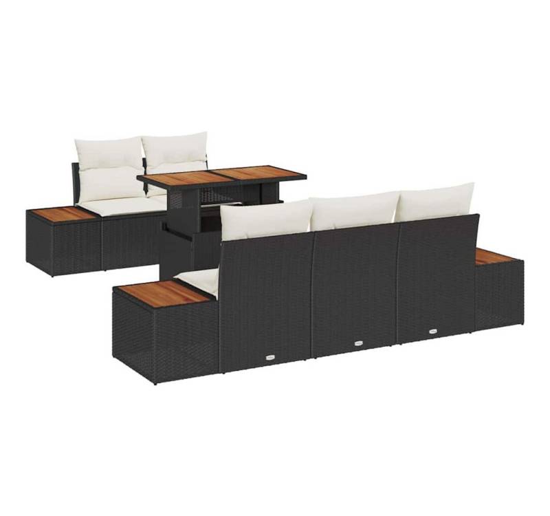 vidaXL Loungesofa Garten Essgruppe mit Kissen mit Kissen 6 pcs Schwarz und Beige, 6 Teile von vidaXL