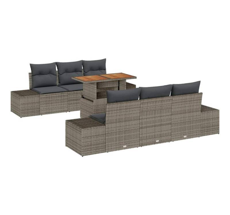 vidaXL Loungesofa Garten Essgruppe mit Kissen mit Kissen 7 pcs Grau und Braun, 7 Teile von vidaXL