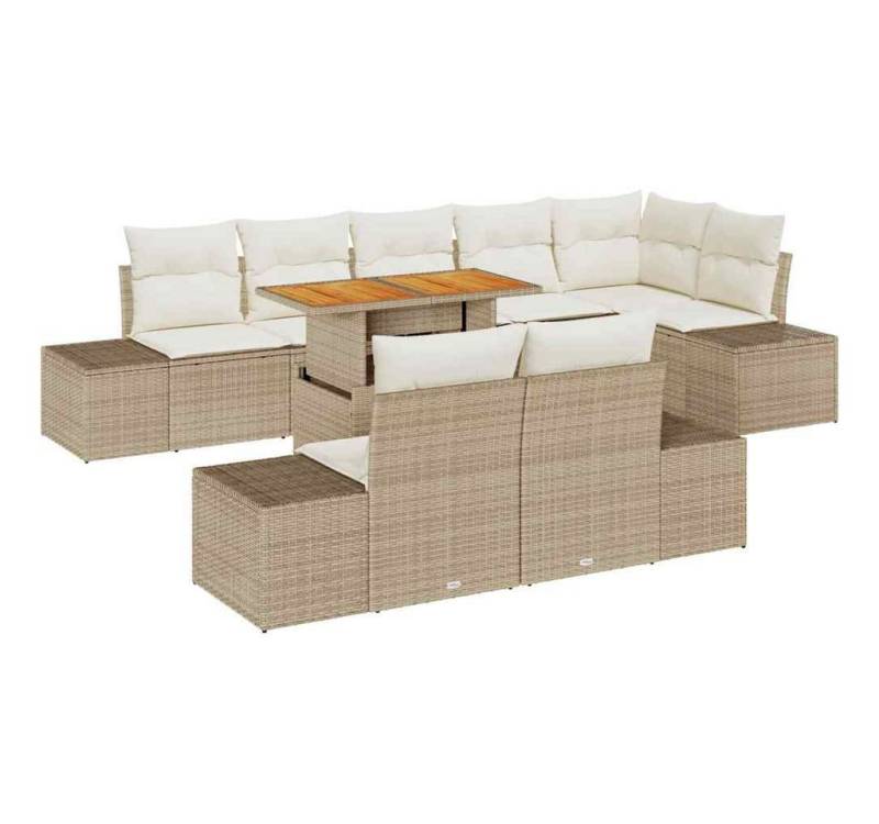 vidaXL Loungesofa Garten Essgruppe 9 pcs Beige und Creme 100 x 55 x 73 cm, 9 Teile von vidaXL