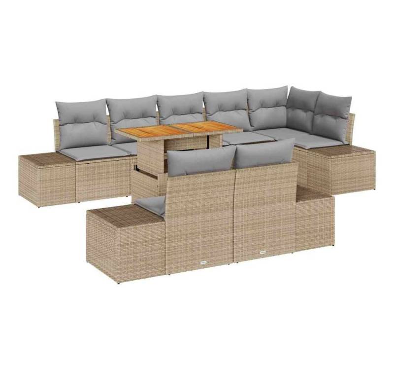 vidaXL Loungesofa Garten Essgruppe 9 pcs Beige und Grau 100 x 55 x 73 cm, 9 Teile von vidaXL