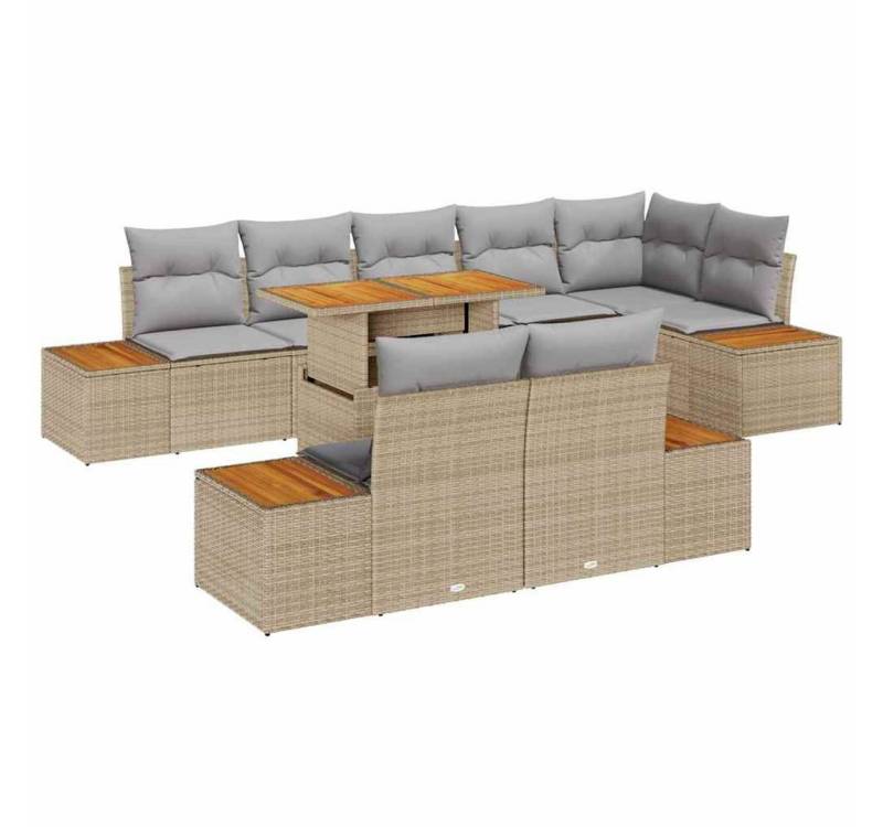 vidaXL Loungesofa Garten Essgruppe 9 pcs Beige und Grau 100 x 55 x 73 cm, 9 Teile von vidaXL