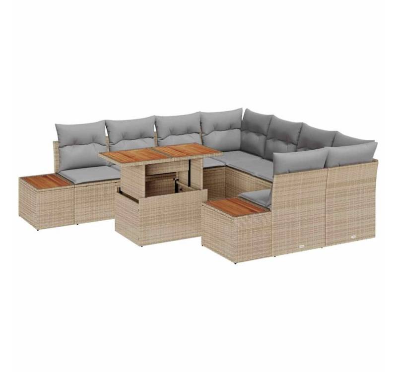 vidaXL Loungesofa Garten Essgruppe 9 pcs Beige und Grau 100 x 55 x 73 cm, 9 Teile von vidaXL
