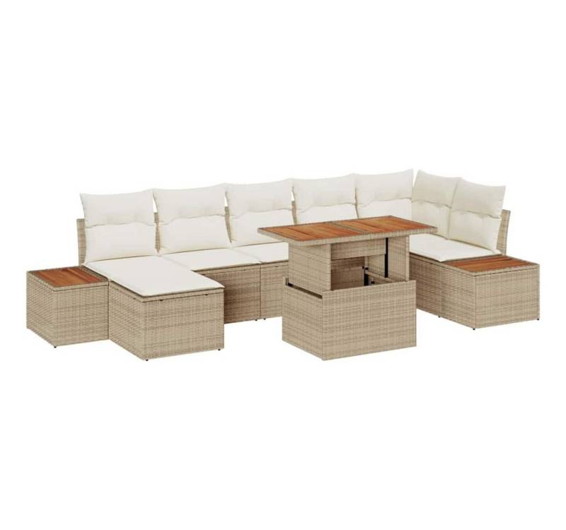 vidaXL Loungesofa Garten Essgruppe mit Kissen 8 pcs Beige und Creme, 8 Teile von vidaXL
