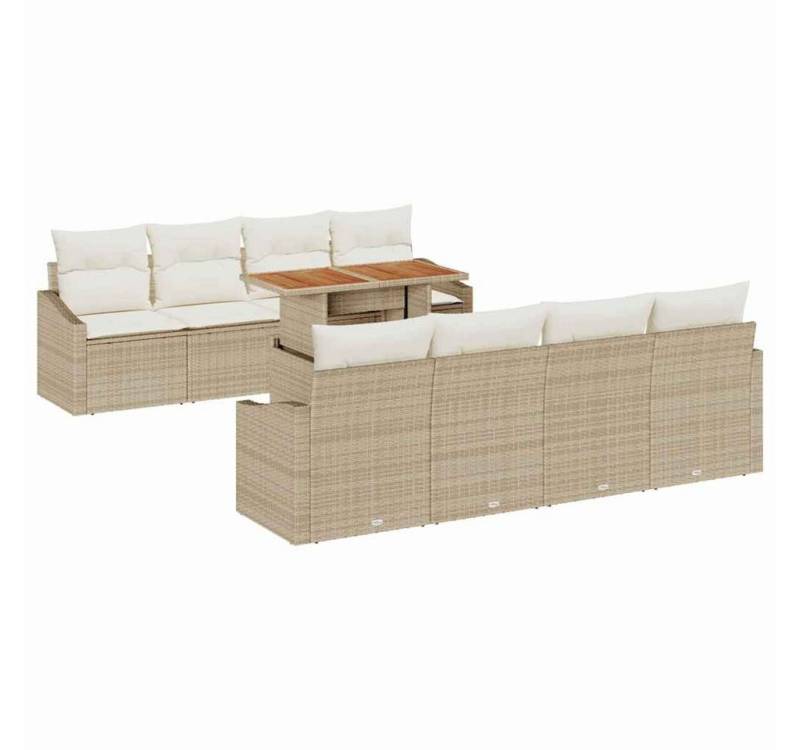 vidaXL Loungesofa Garten Essgruppe 9 pcs Beige und Creme 100 x 55 x 73 cm, 9 Teile von vidaXL