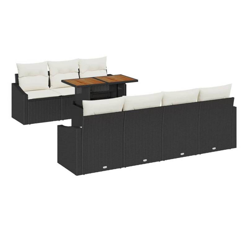 vidaXL Loungesofa Garten Essgruppe mit Kissen Schwarz und Creme 100 x 55 x 73 cm von vidaXL