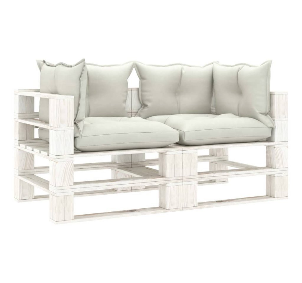 vidaXL Loungesofa Garten-Palettensofa 2-Sitzer mit Kissen in Beige Holz, 1 Teile von vidaXL