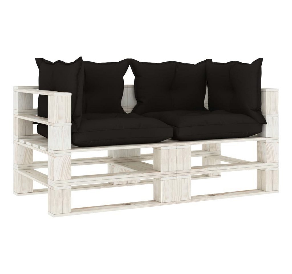 vidaXL Loungesofa Garten-Palettensofa 2-Sitzer mit schwarzen Kissen Holz, 1 Teile von vidaXL