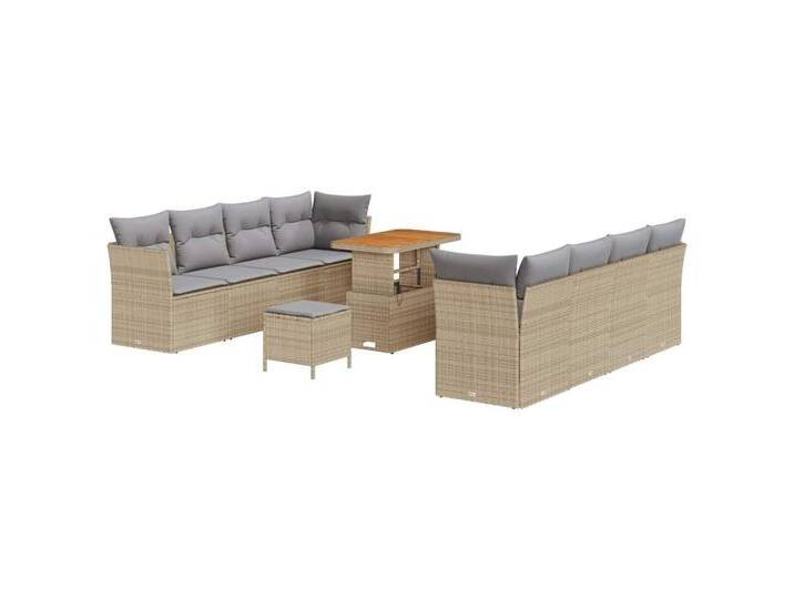 vidaXL Loungesofa Garten-Sofa-Set 11 pcs Beige und Hellgrau 90 x 55 x 71 cm, 11 Teile, beige grau, Beige und Hellgrau von vidaXL
